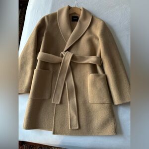 Theory Camel Belted Wool Coat